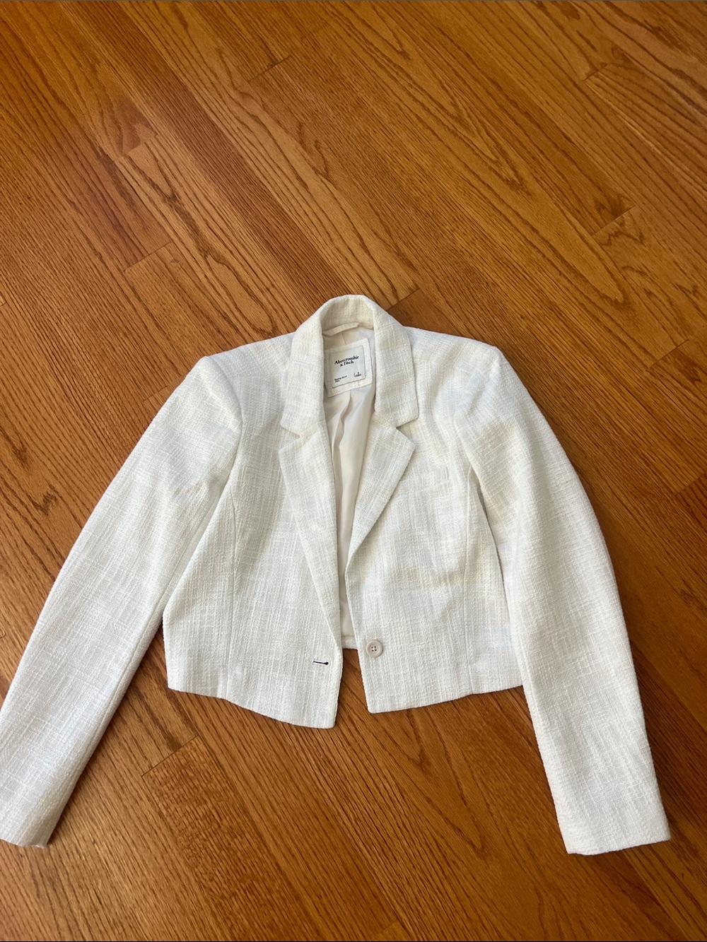 Abercrombie & Fitch White Cropped Tweed Blazer small like new